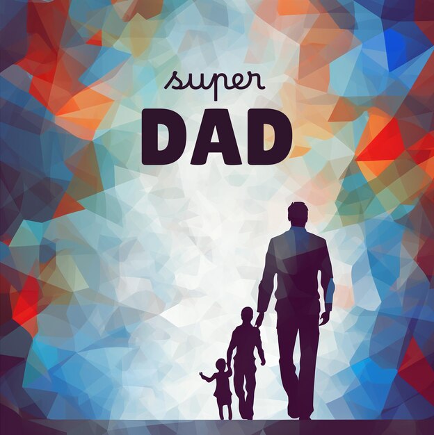 A poster of a dad with the text super dad for fathers day concept