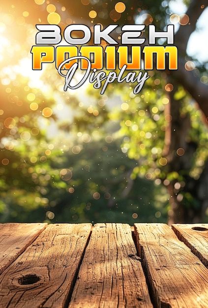 a poster design for beautiful product podium with bokeh background