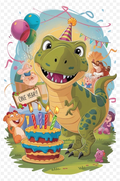 PSD a poster for a dinosaur with a birthday card that says quot one of the characters quot