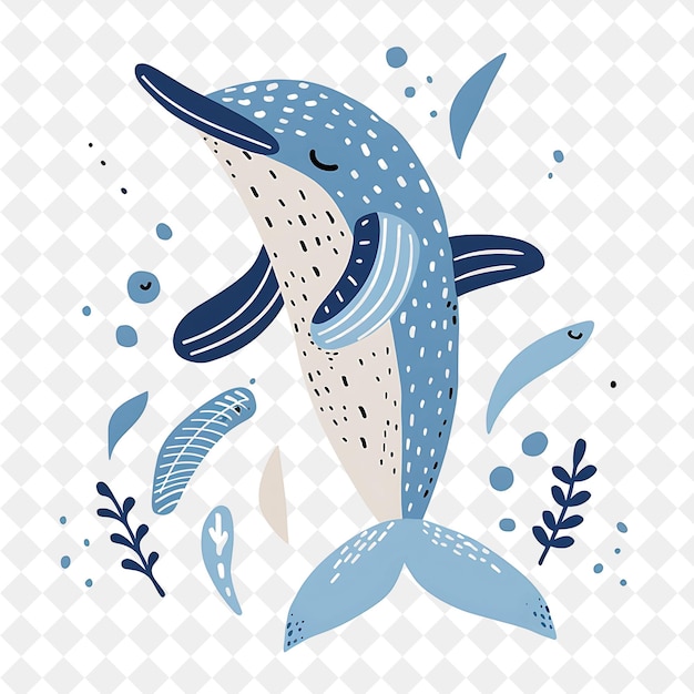 a poster of a dolphin with fish and seaweed