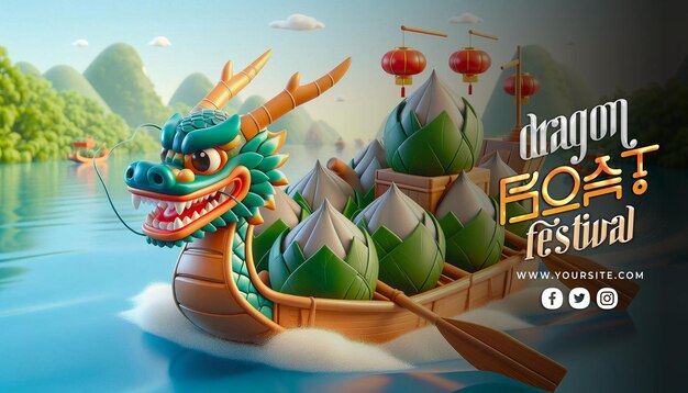 PSD a poster for the dragon on the front of a boat with a dragon on it