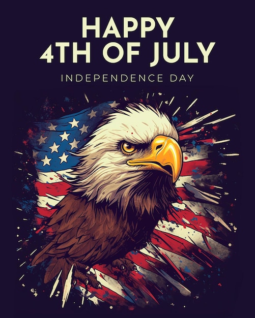 A poster of an eagle with a usa flag for Independence day concept on 4th of july