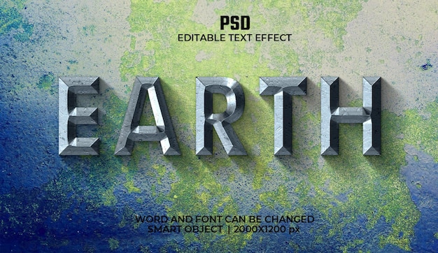 PSD a poster for the earth and the text effect