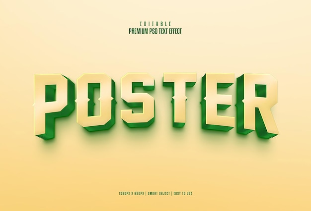 Poster editable premium 3d psd text effect