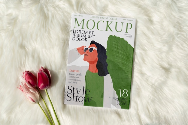 Poster on elegant magazine mock-up