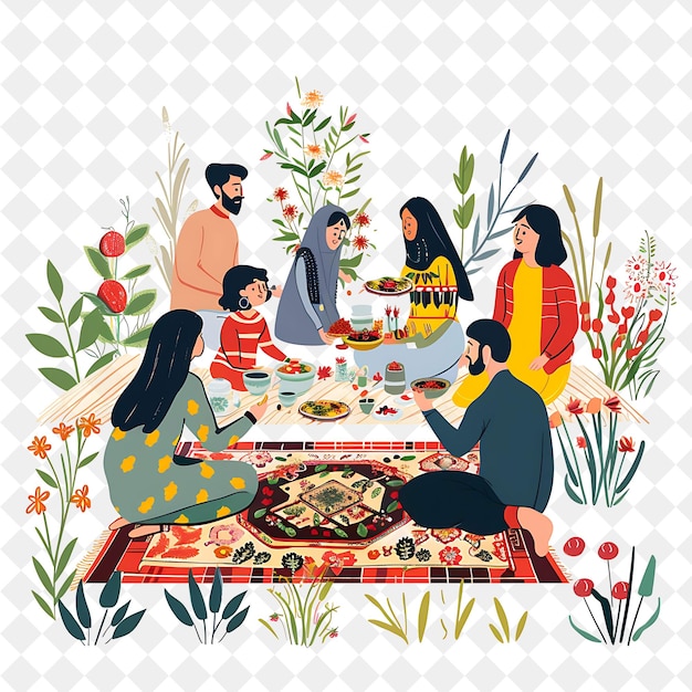 PSD a poster of a family having a meal with a man and woman sitting at a table