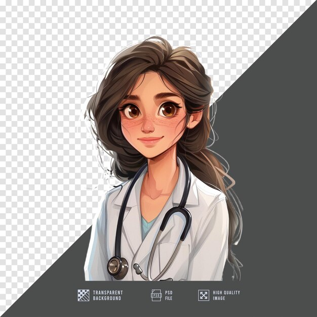 a poster for a female doctor with a stethoscope on it