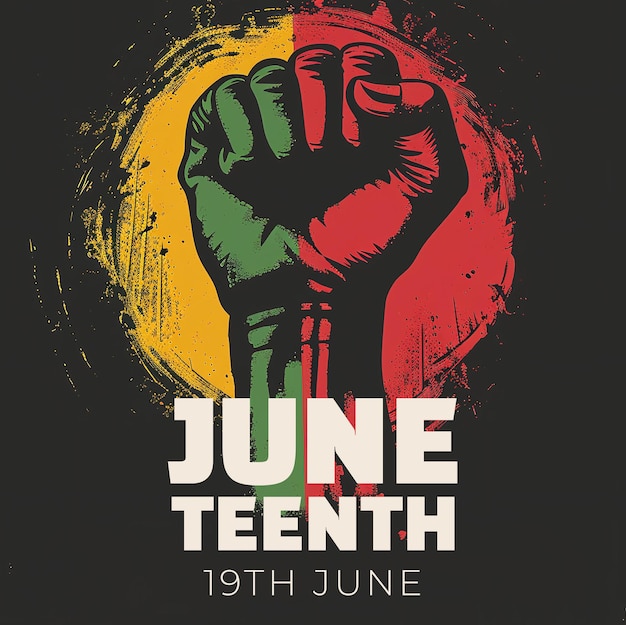 PSD a poster of a fist with black power concept for juneteenth celebration