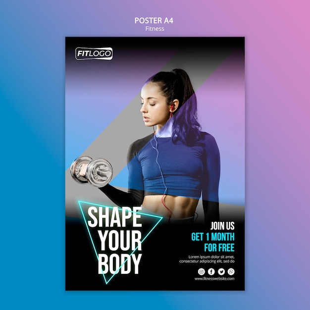 PSD poster fitness trainer template