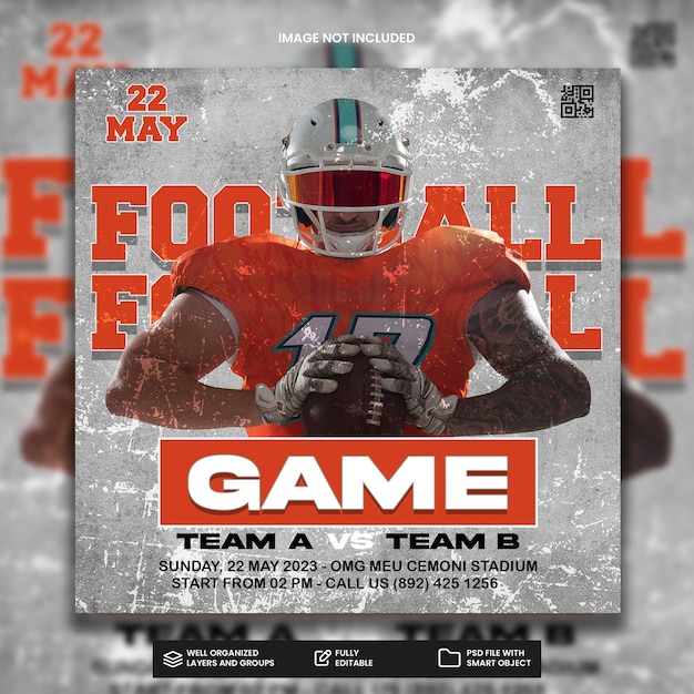 A poster for a football game with a player on it