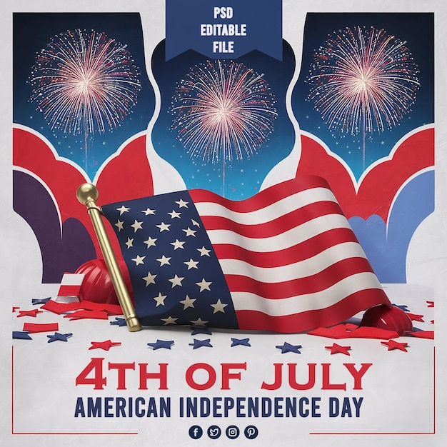 a poster for the fourth of july shows a usa flag