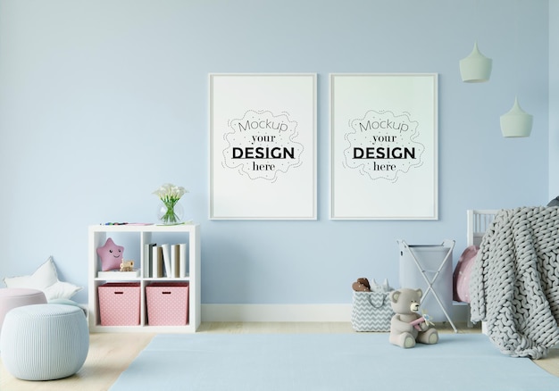 Poster Frame in Children's bedroom mockup