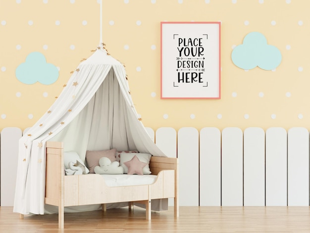 Poster Frame in Kids room Psd Mockup