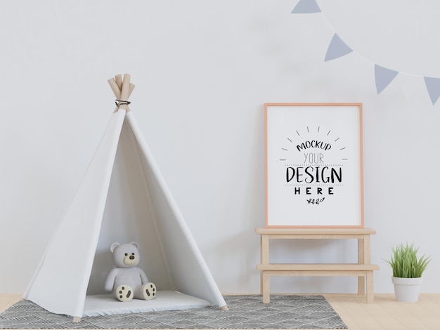 Poster Frame in Kids room Psd Mockup