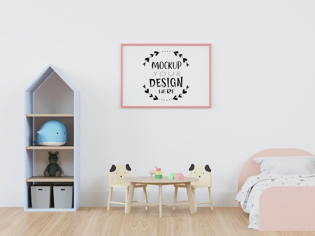 Poster Frame in Kids room Psd Mockup