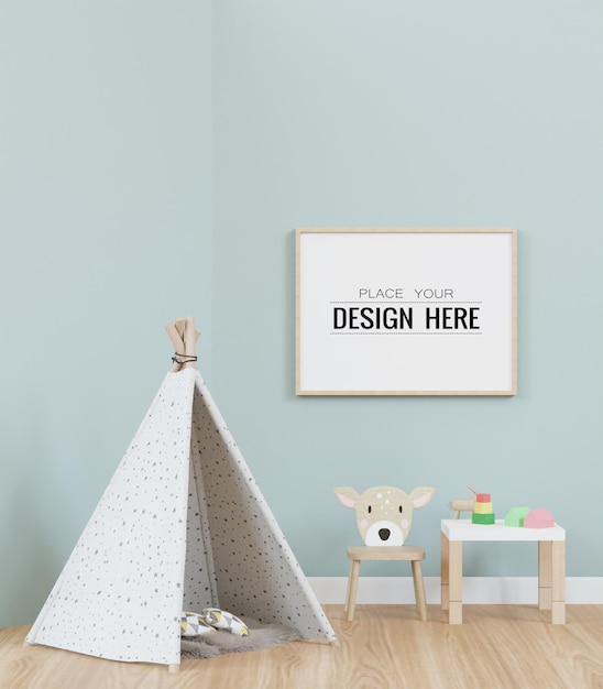 Poster Frame in Kids room Psd Mockup