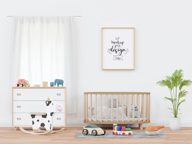 Poster Frame in Kids room Psd Mockup