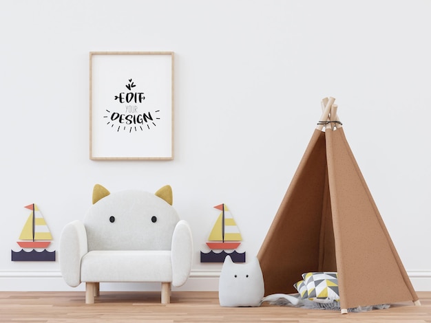 Poster Frame in Kids room Psd Mockup