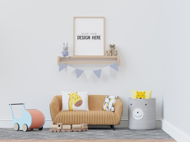 Poster Frame in Kids room Psd Mockup