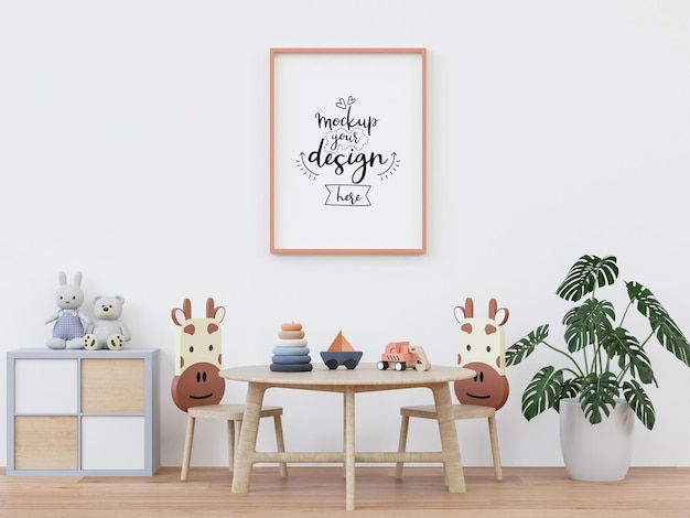 Poster Frame in Kids room Psd Mockup