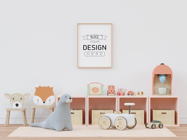 Poster Frame in Kids room Psd Mockup