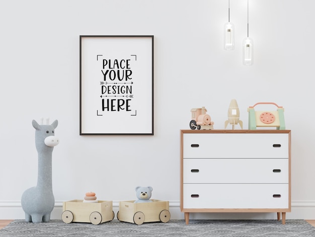 Poster Frame in Kids room Psd Mockup