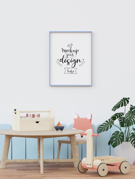 Poster Frame in Kids room Psd Mockup