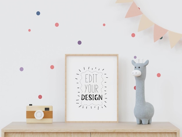 Poster Frame in Kids room Psd Mockup