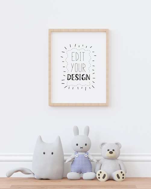 Poster Frame in Kids room Psd Mockup