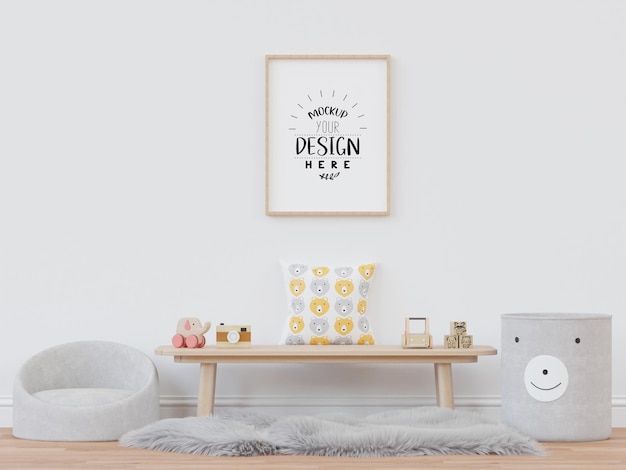 Poster Frame in Kids room Psd Mockup