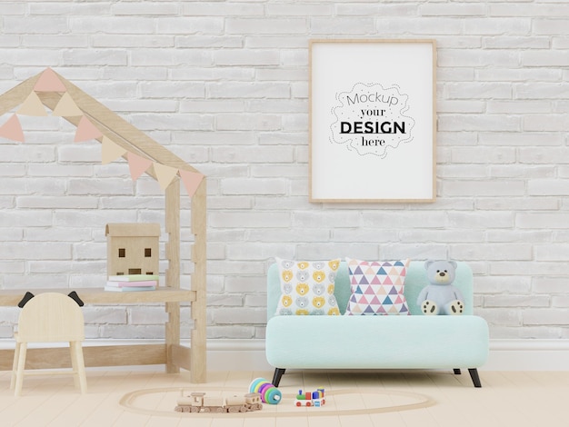 Poster Frame in Kids room Psd Mockup