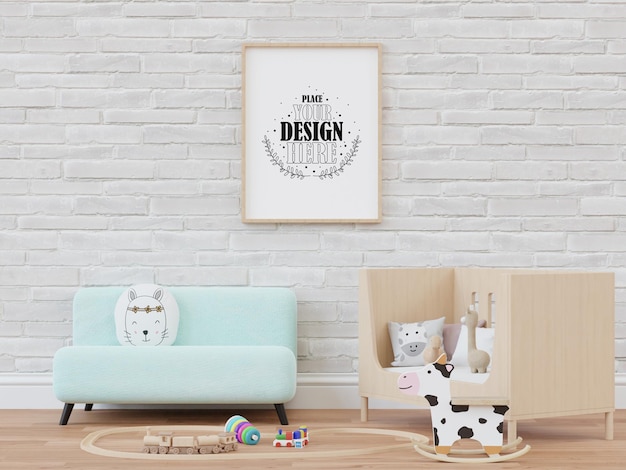 Poster Frame in Kids room Psd Mockup