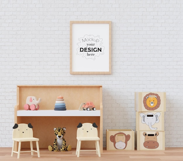 Poster Frame in Kids room Psd Mockup