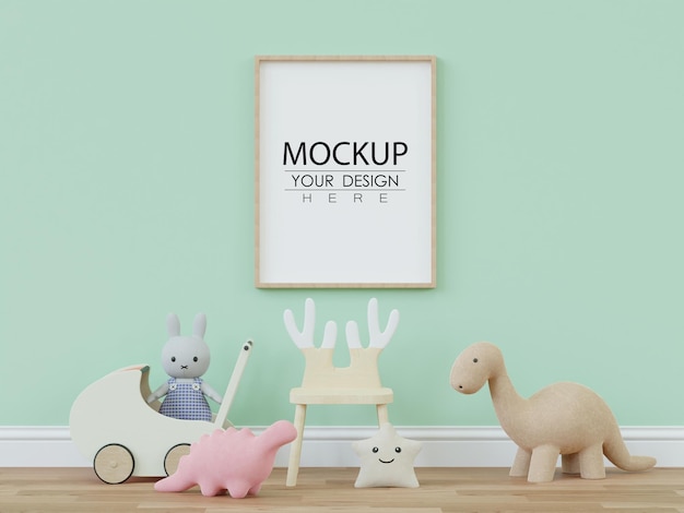 Poster Frame in Kids room Psd Mockup