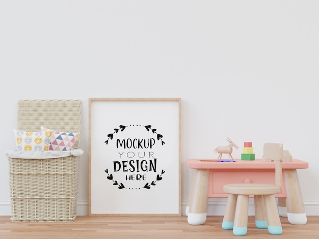 Poster Frame in Kids room Psd Mockup