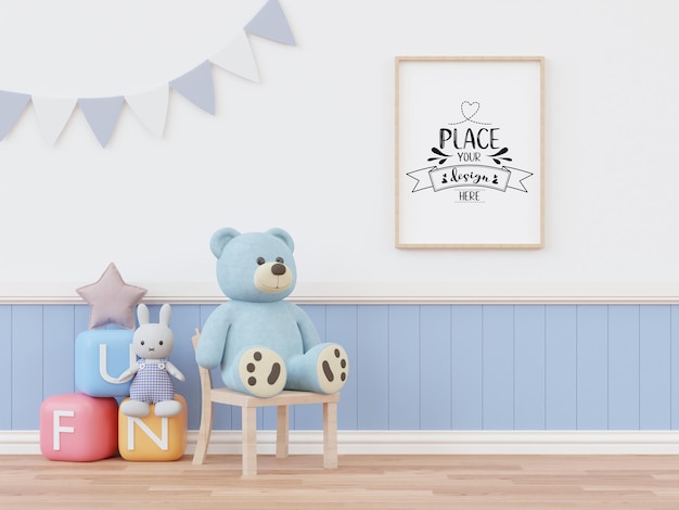 Poster Frame in Kids room Psd Mockup