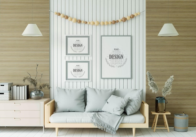 Poster Frame in living room  Mockup