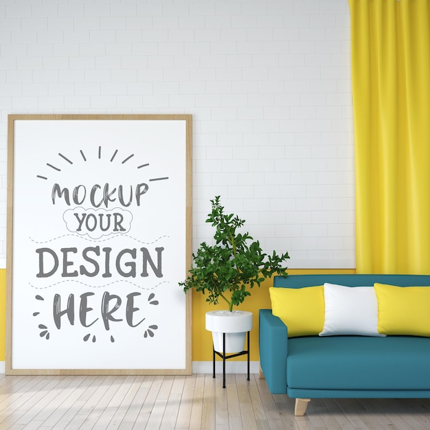 Poster Frame in living room  Mockup