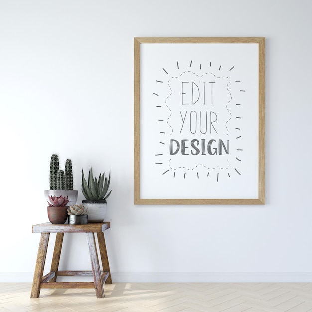 Poster Frame in living room  Mockup