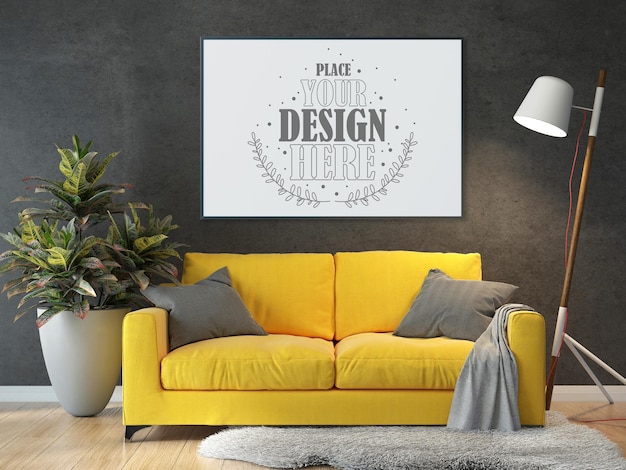 Poster Frame in living room  Mockup