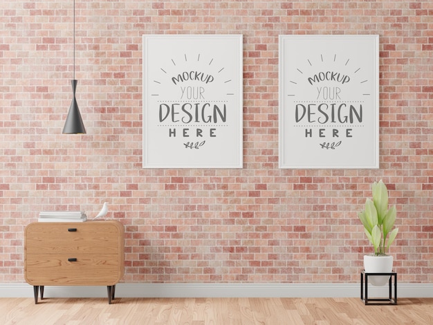 Poster Frame in living room  Mockup