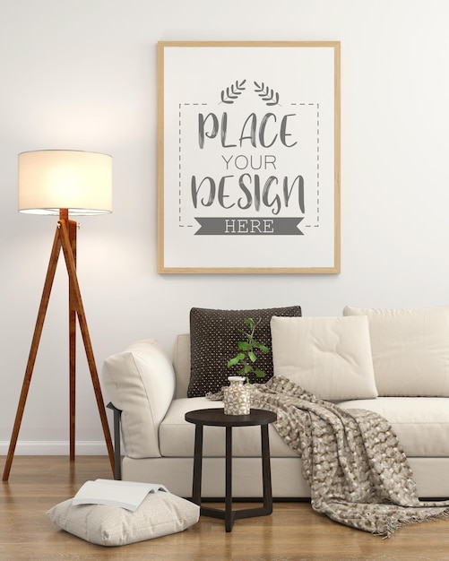 Poster Frame in living room  Mockup