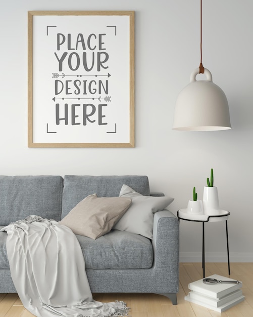 Poster Frame in living room  Mockup