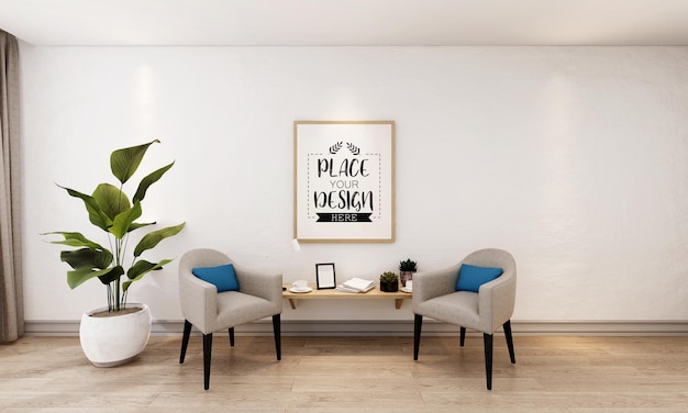 Poster Frame in living room Mockup