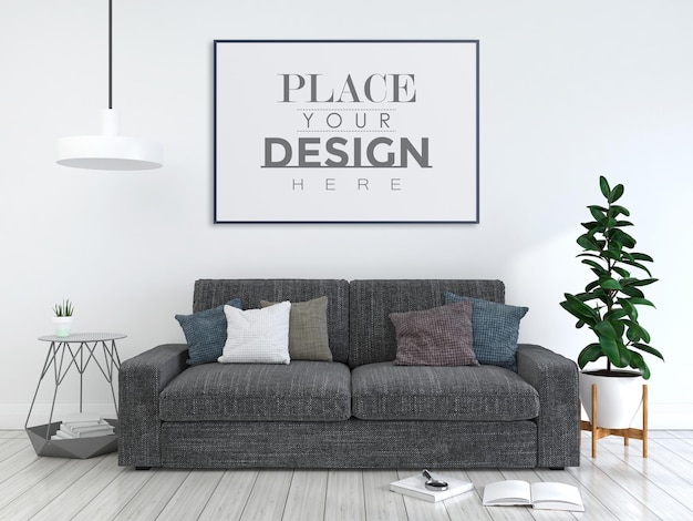 Poster Frame in living room  Mockup