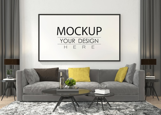 Poster Frame in living room mockup