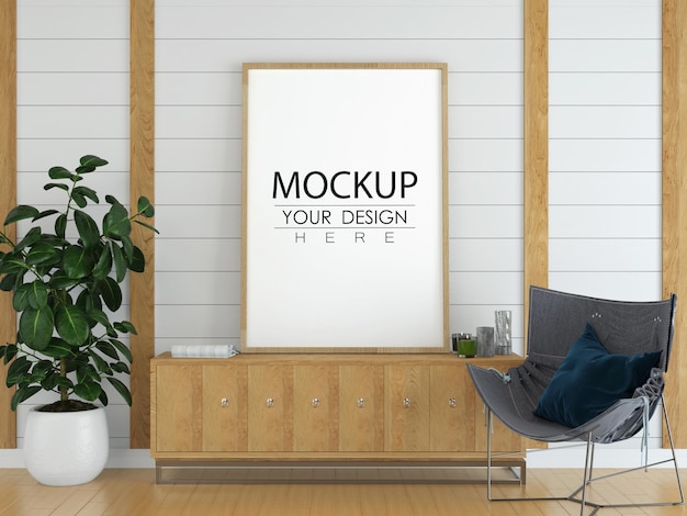 Poster Frame in living room mockup