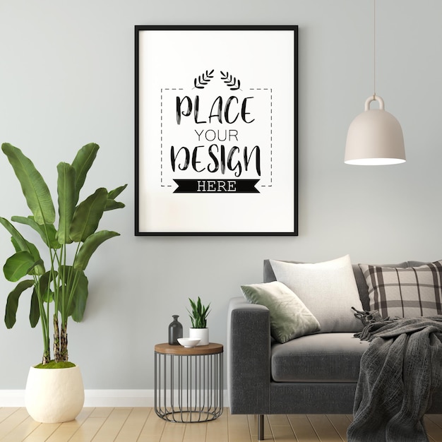 Poster Frame in living room Mockup