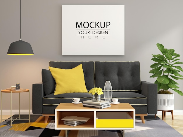 Poster Frame in living room Mockup