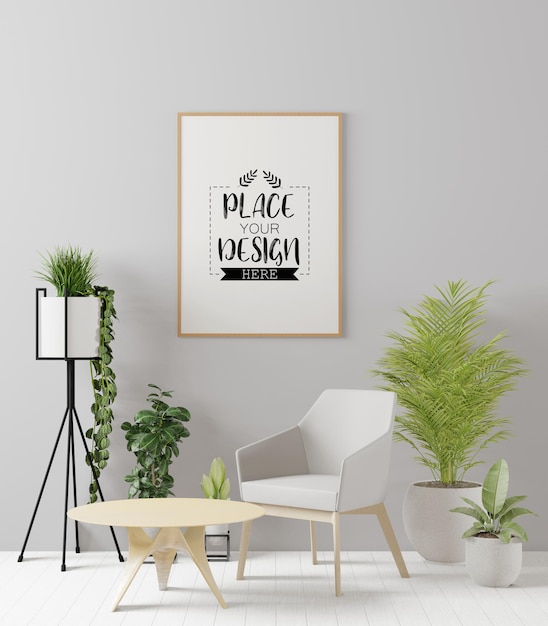 Poster Frame in living room  Mockup